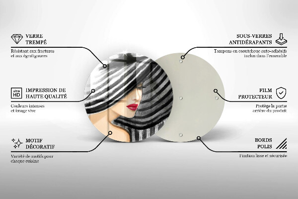 Glas Ceranfeldabdeckung Frau mit Hut