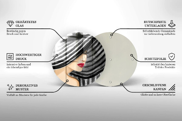 Glas Ceranfeldabdeckung Frau mit Hut