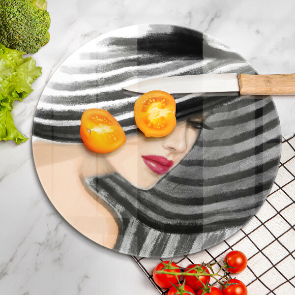 Glas Ceranfeldabdeckung Frau mit Hut