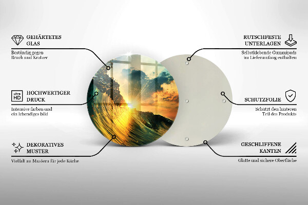 Glas Ceranfeldabdeckung Welle und Sonnenuntergang