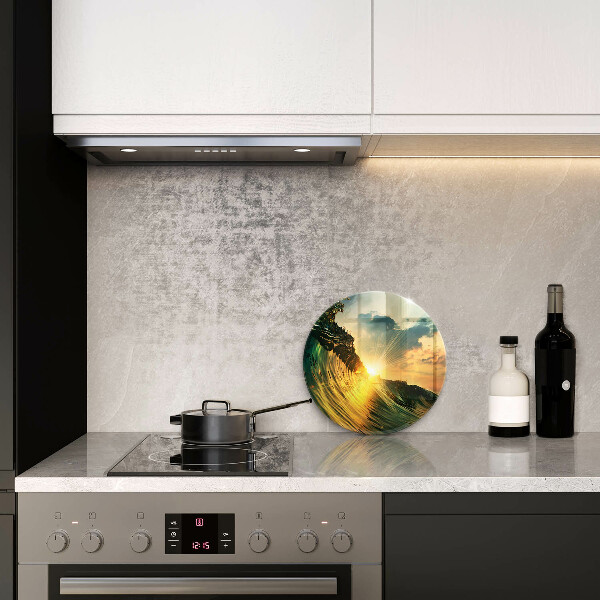 Glas Ceranfeldabdeckung Welle und Sonnenuntergang