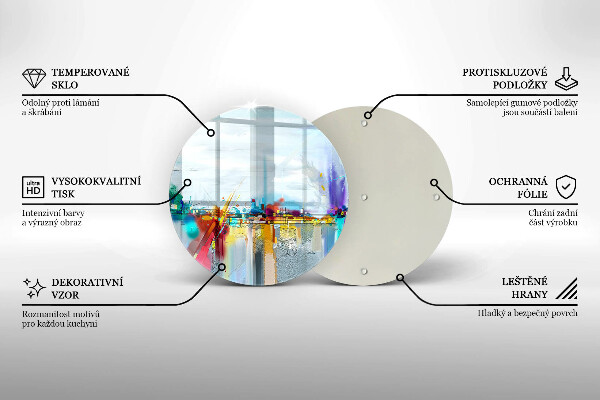 Glas Ceranfeldabdeckung Spritzschutz Gemalte Abstraktion