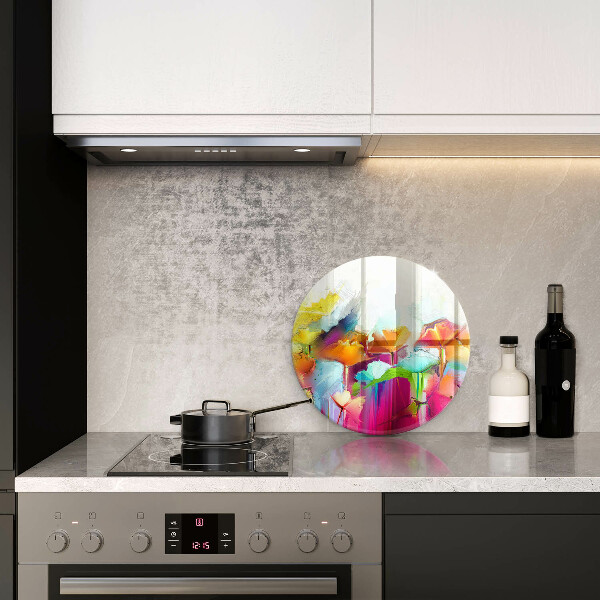 Glas Ceranfeldabdeckung Spritzschutz Bemalte Blumen