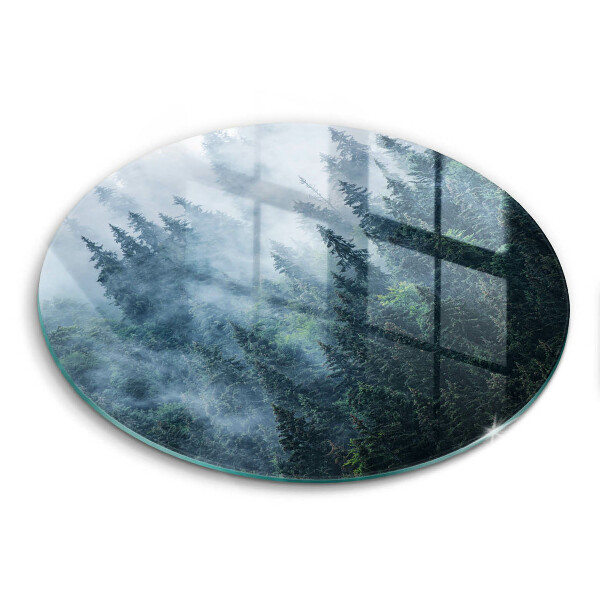 Glas Ceranfeldabdeckung Spritzschutz Waldbäume und Nebel