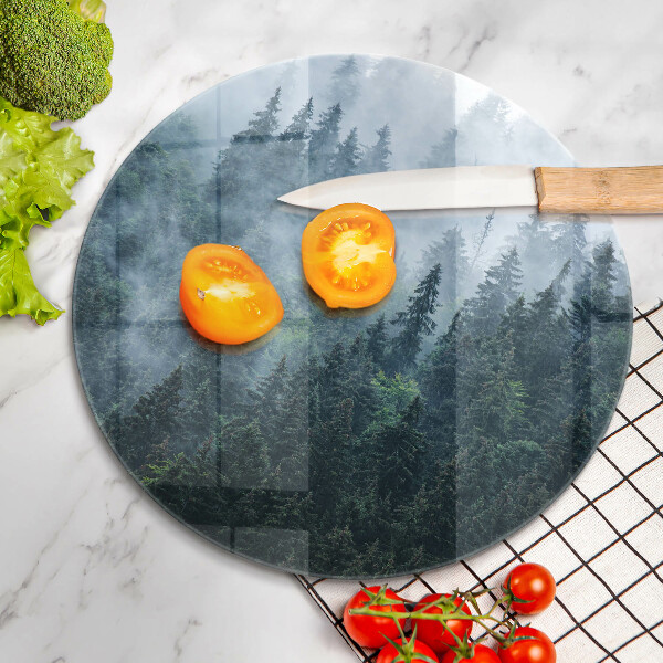 Glas Ceranfeldabdeckung Spritzschutz Waldbäume und Nebel