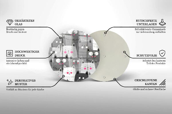 Glas Ceranfeldabdeckung Spritzschutz Katzenillustration