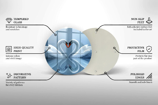 Glas Herdabdeckplatte Zwei Schwanenherzen