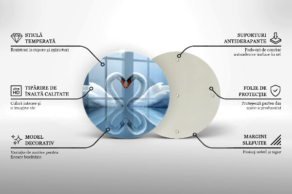 Glas Herdabdeckplatte Zwei Schwanenherzen