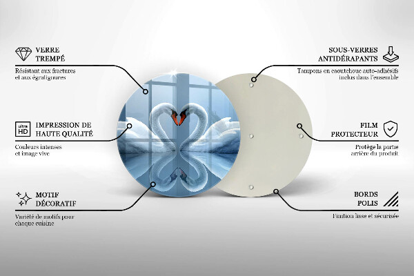 Glas Herdabdeckplatte Zwei Schwanenherzen