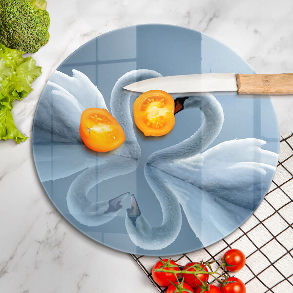 Glas Herdabdeckplatte Zwei Schwanenherzen