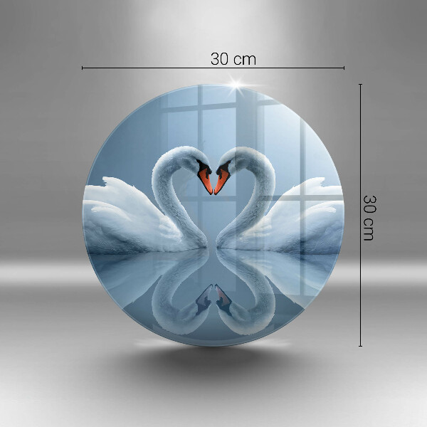 Glas Herdabdeckplatte Zwei Schwanenherzen