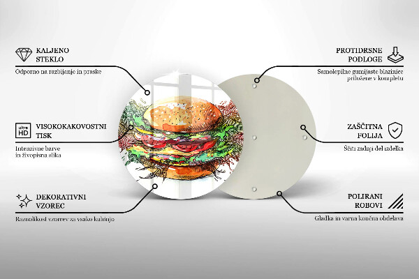 Glas Herdabdeckplatte Hamburger-Zeichnung