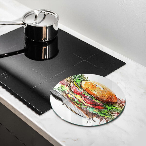 Glas Herdabdeckplatte Hamburger-Zeichnung