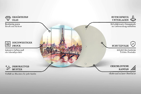 Glas Herdabdeckplatte Landschaft des Pariser Eiffelturms
