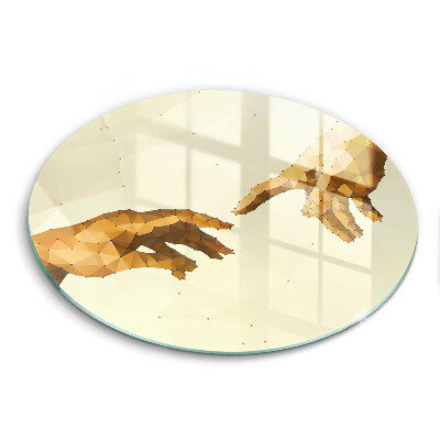 Glas Herdabdeckplatte Erschaffung von Adams Händen