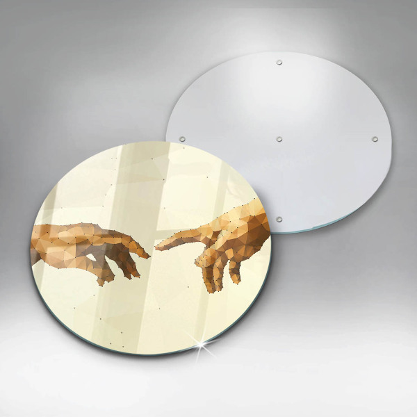 Glas Herdabdeckplatte Erschaffung von Adams Händen