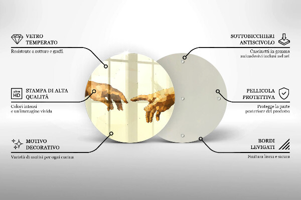 Glas Herdabdeckplatte Erschaffung von Adams Händen