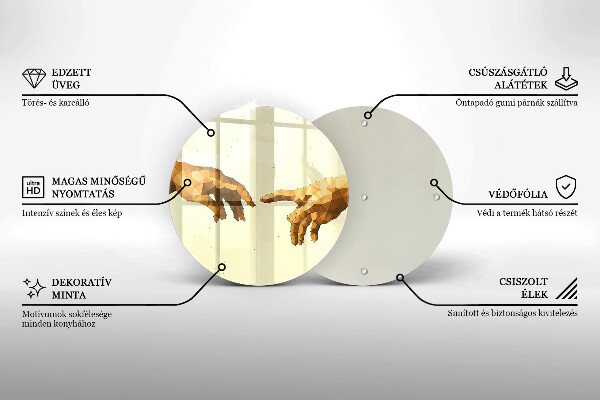 Glas Herdabdeckplatte Erschaffung von Adams Händen