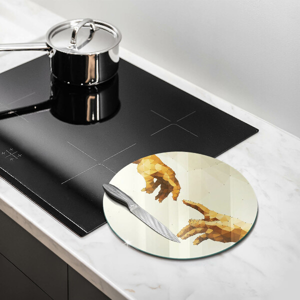 Glas Herdabdeckplatte Erschaffung von Adams Händen