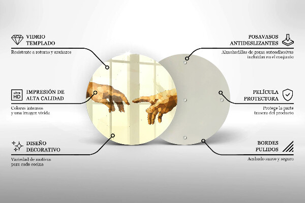 Glas Herdabdeckplatte Erschaffung von Adams Händen