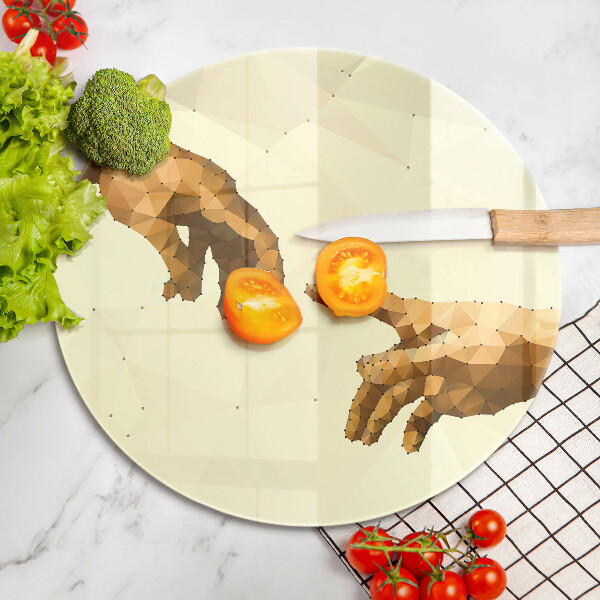 Glas Herdabdeckplatte Erschaffung von Adams Händen