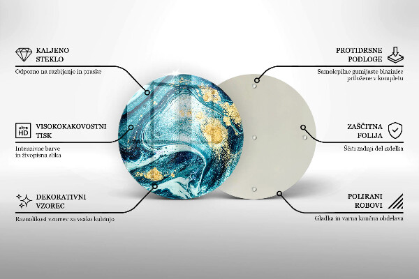 Glas Herdabdeckplatte Blaugoldene Abstraktion