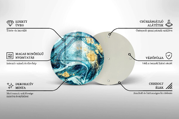 Glas Herdabdeckplatte Blaugoldene Abstraktion