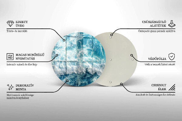 Glas Herdabdeckplatte Meerwasserwellen