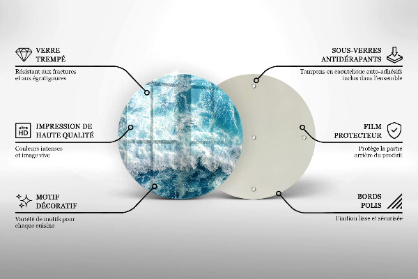 Glas Herdabdeckplatte Meerwasserwellen
