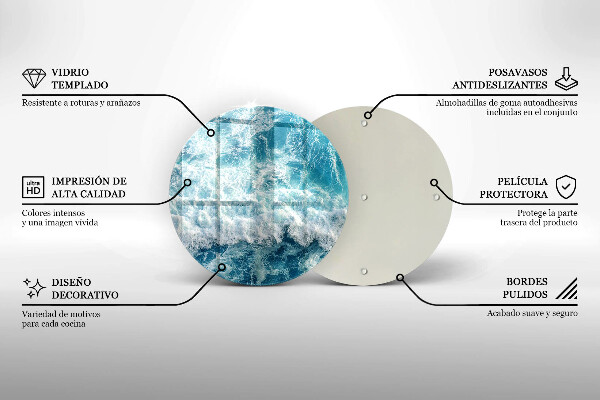 Glas Herdabdeckplatte Meerwasserwellen