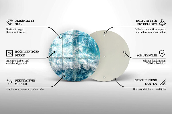 Glas Herdabdeckplatte Meerwasserwellen