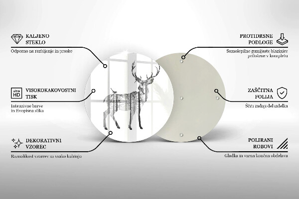 Glas Ceranfeldabdeckung Hirsch- und Waldillustration