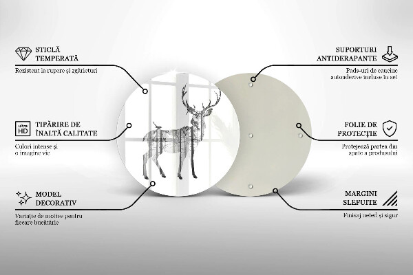 Glas Ceranfeldabdeckung Hirsch- und Waldillustration