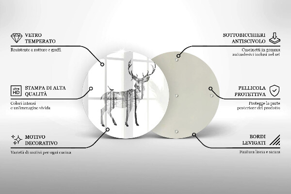 Glas Ceranfeldabdeckung Hirsch- und Waldillustration