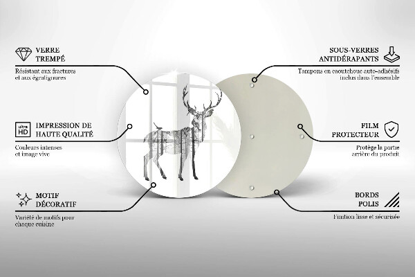 Glas Ceranfeldabdeckung Hirsch- und Waldillustration