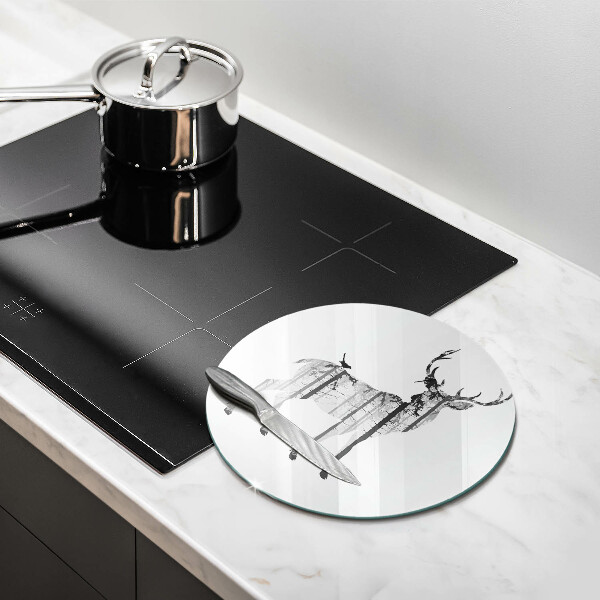 Glas Ceranfeldabdeckung Hirsch- und Waldillustration