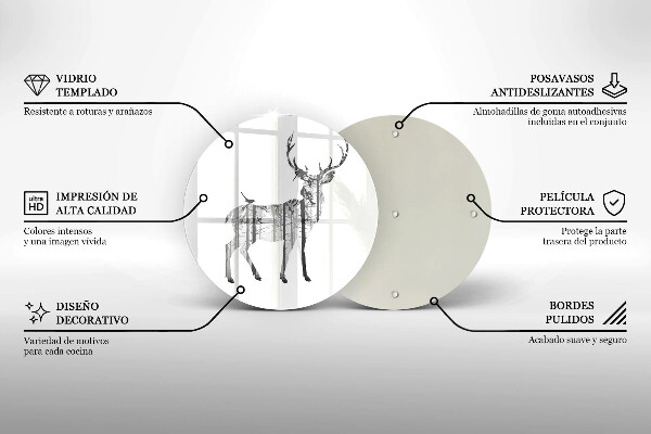 Glas Ceranfeldabdeckung Hirsch- und Waldillustration