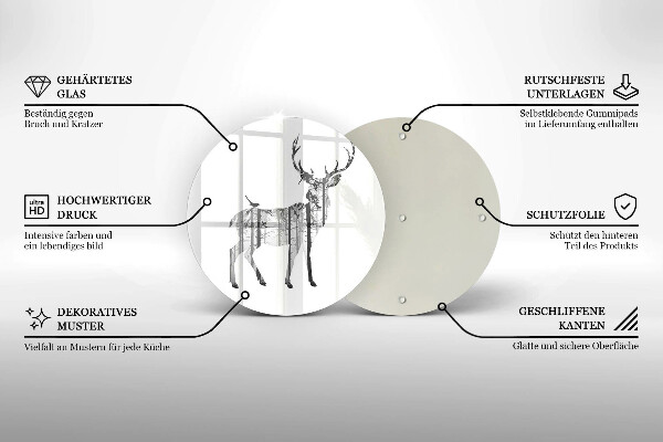 Glas Ceranfeldabdeckung Hirsch- und Waldillustration