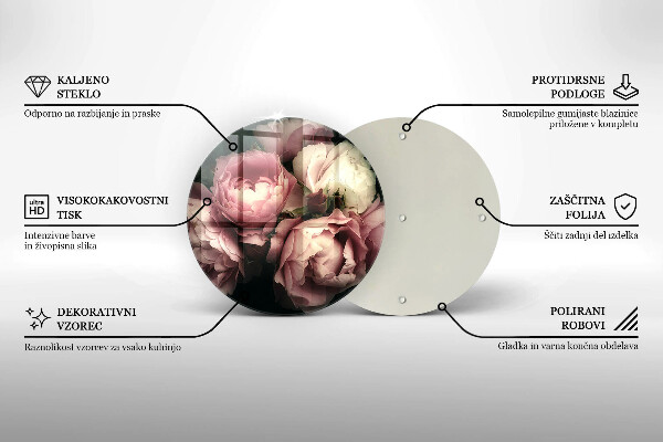 Glas Ceranfeldabdeckung Spritzschutz Pfingstrosenblüten