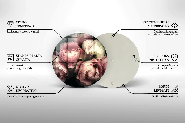 Glas Ceranfeldabdeckung Spritzschutz Pfingstrosenblüten