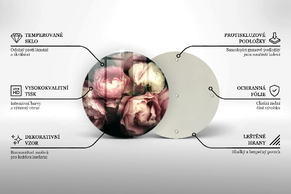 Glas Ceranfeldabdeckung Spritzschutz Pfingstrosenblüten