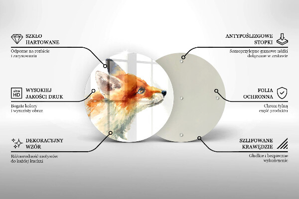 Glas Ceranfeldabdeckung Spritzschutz Bemalter Fuchs