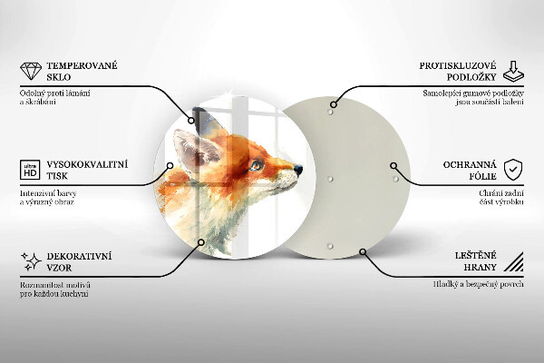 Glas Ceranfeldabdeckung Spritzschutz Bemalter Fuchs
