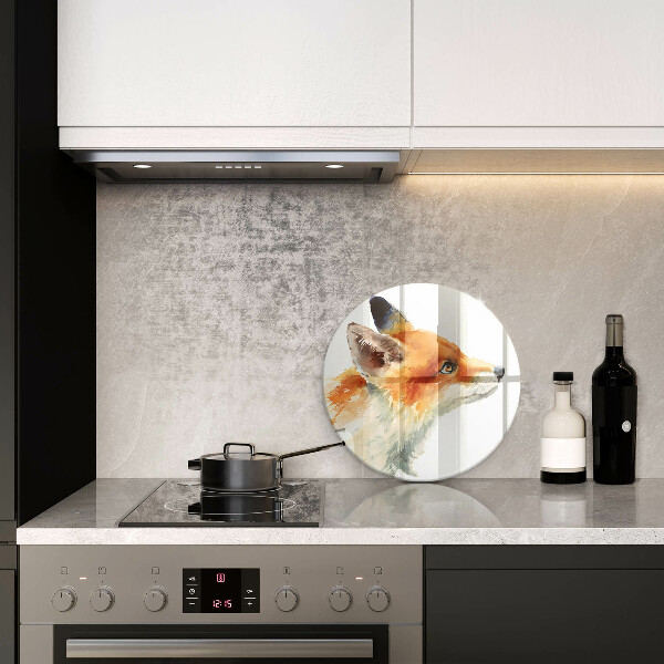Glas Ceranfeldabdeckung Spritzschutz Bemalter Fuchs