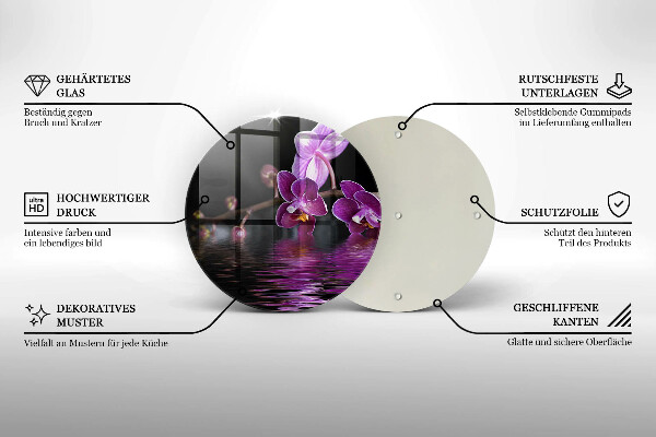 Glas Herdabdeckplatte Orchideen-Zen-Wasser
