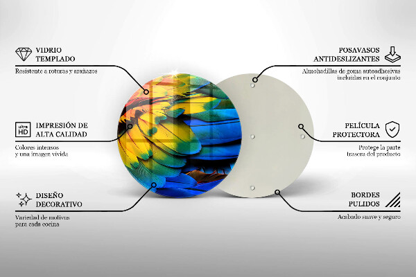 Glas Ceranfeldabdeckung Spritzschutz Bunte Papageienfedern