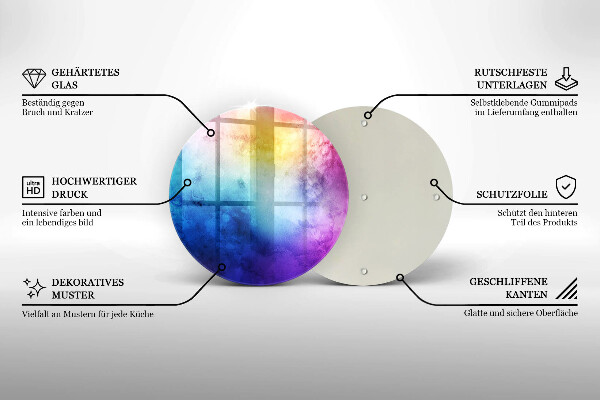 Glas Ceranfeldabdeckung Spritzschutz Regenbogen-Aquarellspritzer