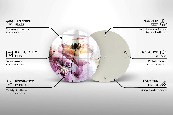 Glas Ceranfeldabdeckung Spritzschutz Zarte Blumen