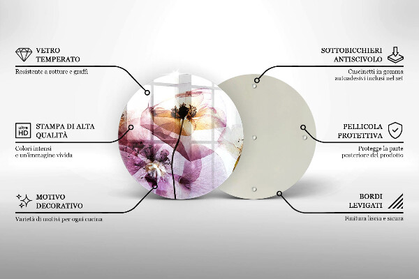 Glas Ceranfeldabdeckung Spritzschutz Zarte Blumen