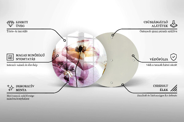 Glas Ceranfeldabdeckung Spritzschutz Zarte Blumen